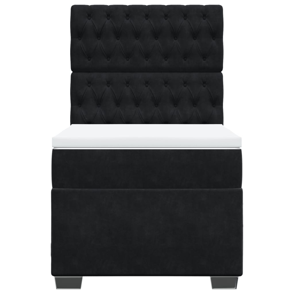 vidaXL Κρεβάτι Boxspring με Στρώμα Μαύρο 90x200 εκ. Βελούδινο