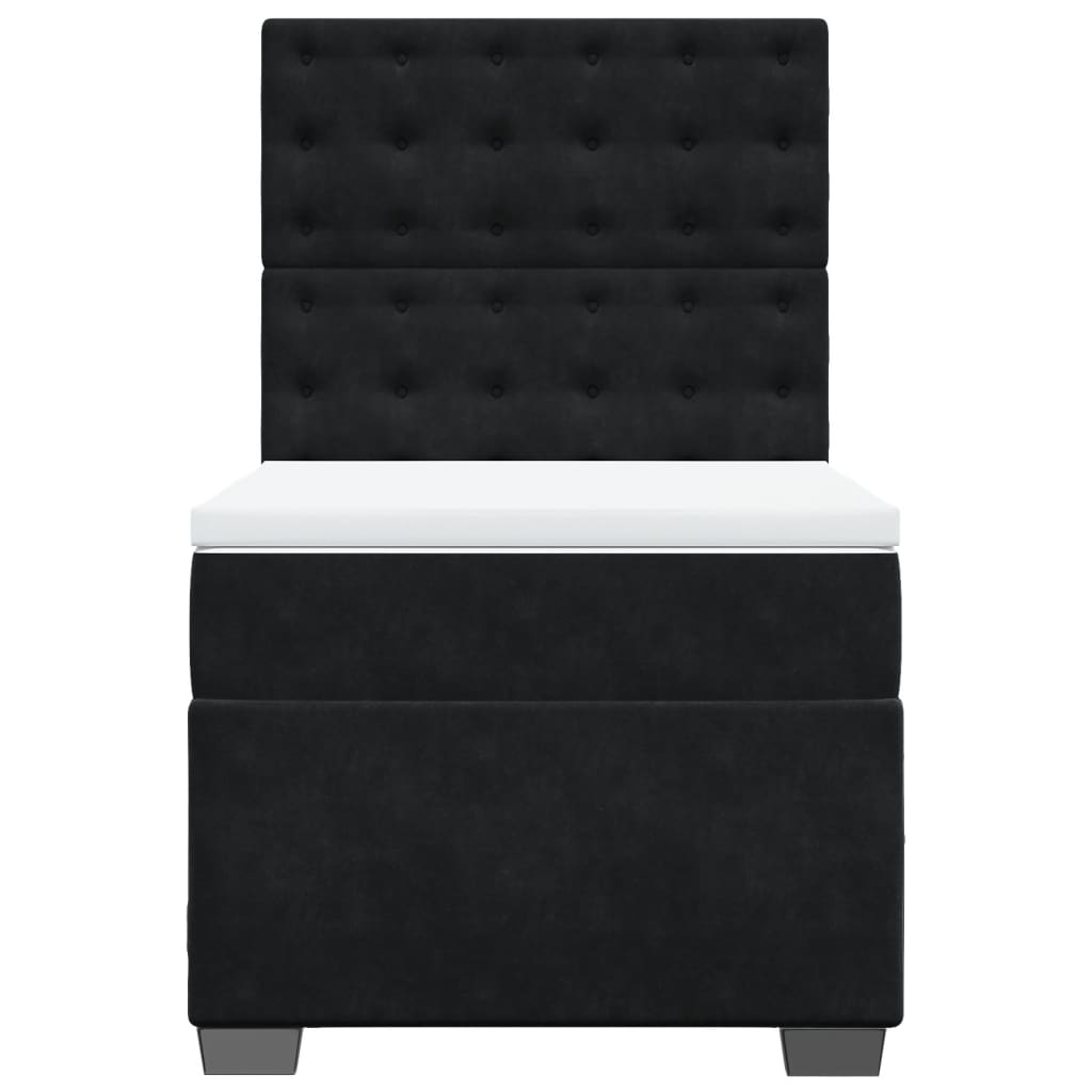 vidaXL Κρεβάτι Boxspring με Στρώμα Μαύρο 90x200 εκ. Βελούδινο