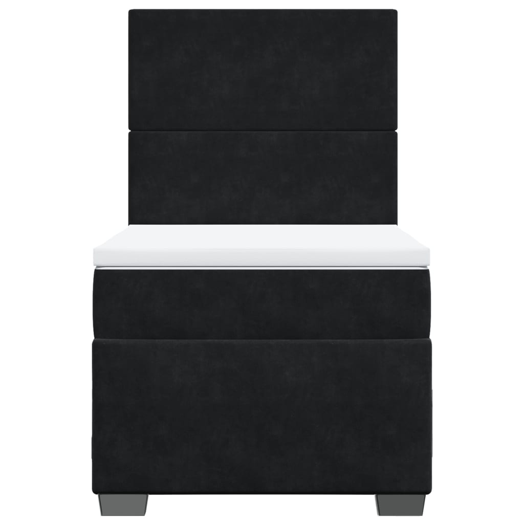 vidaXL Κρεβάτι Boxspring με Στρώμα Μαύρο 100x200 εκ. Βελούδινο