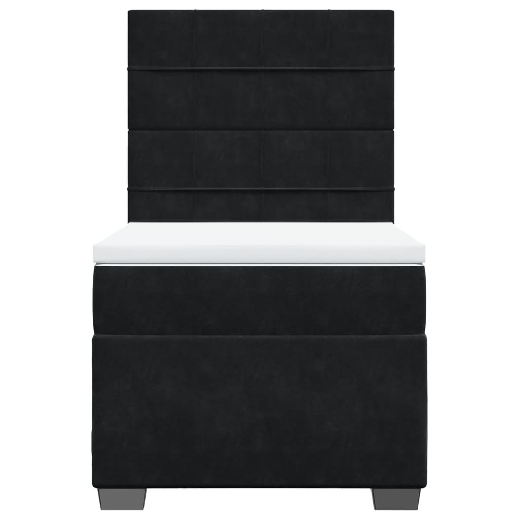vidaXL Κρεβάτι Boxspring με Στρώμα Μαύρο 100x200 εκ. Βελούδινο