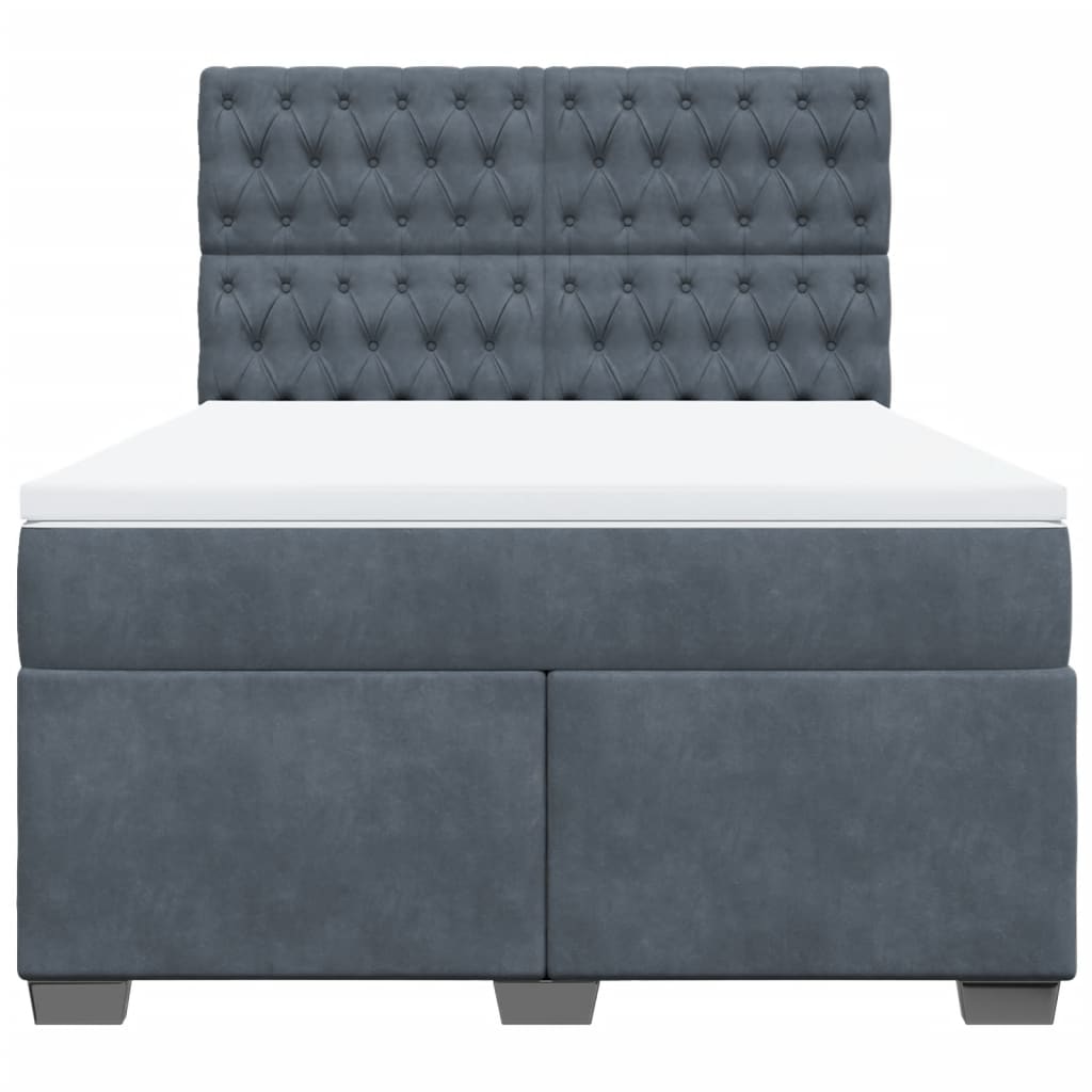 vidaXL Κρεβάτι Boxspring με Στρώμα Σκούρο Γκρι 160x200 εκ. Βελούδινο