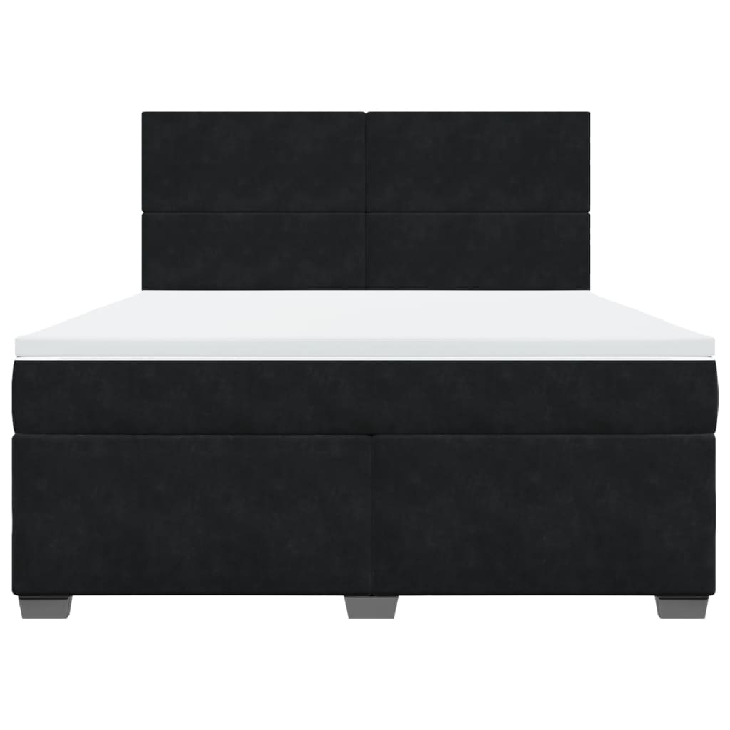 vidaXL Κρεβάτι Boxspring με Στρώμα Μαύρο 180x200 εκ. Βελούδινο