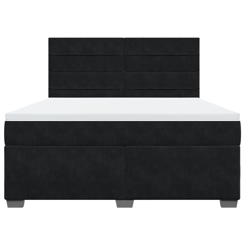 vidaXL Κρεβάτι Boxspring με Στρώμα Μαύρο 180x200 εκ. Βελούδινο