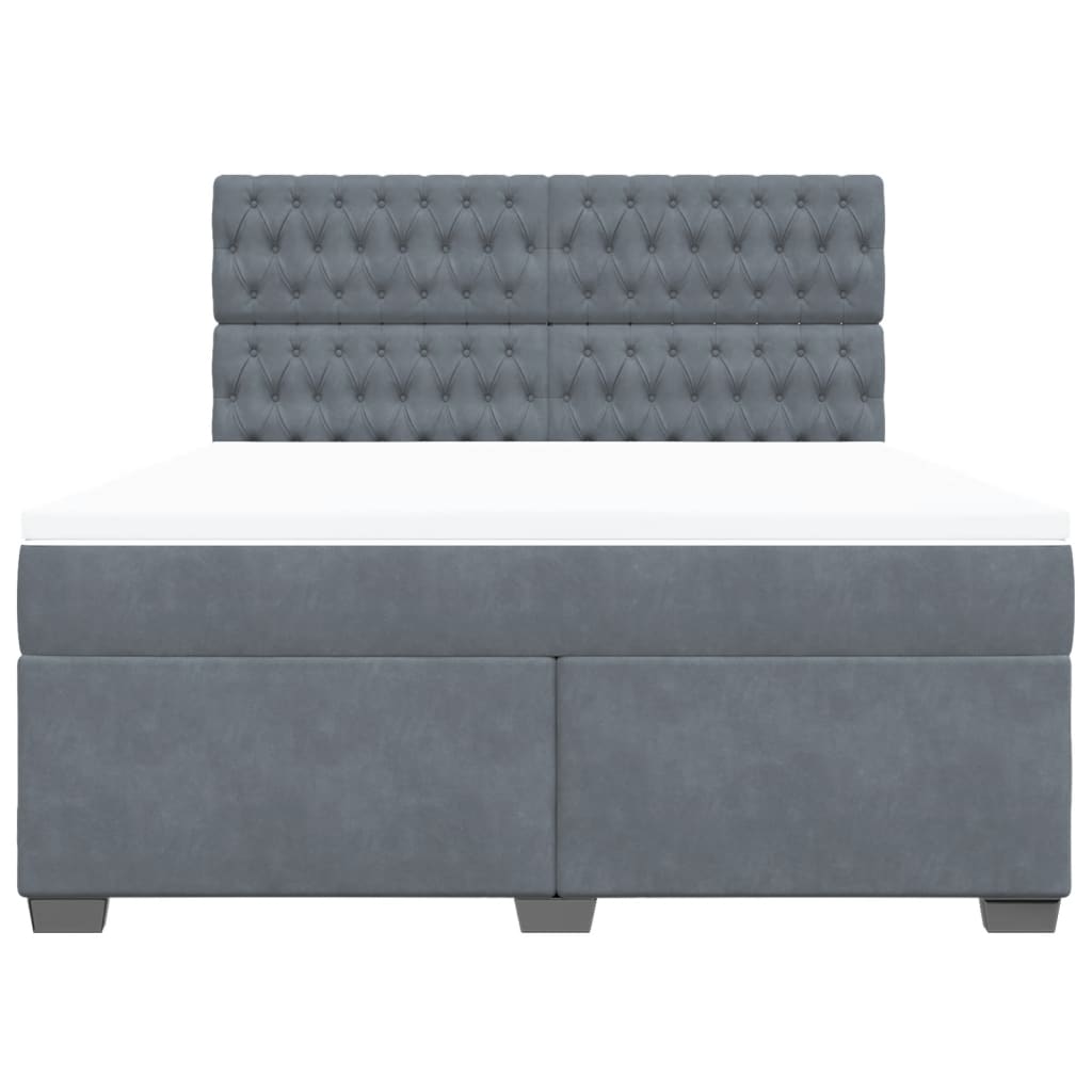 vidaXL Κρεβάτι Boxspring με Στρώμα Σκούρο Γκρι 180x200 εκ. Βελούδινο