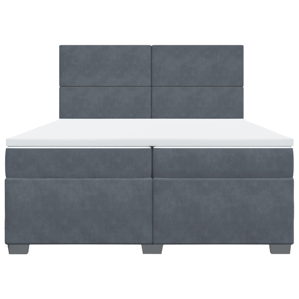 vidaXL Κρεβάτι Boxspring με Στρώμα Σκούρο Γκρι 200x200 εκ. Βελούδινο