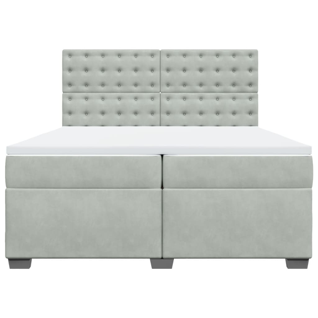 vidaXL Κρεβάτι Boxspring με Στρώμα Ανοιχτό Γκρι 200x200 εκ. Βελούδινο