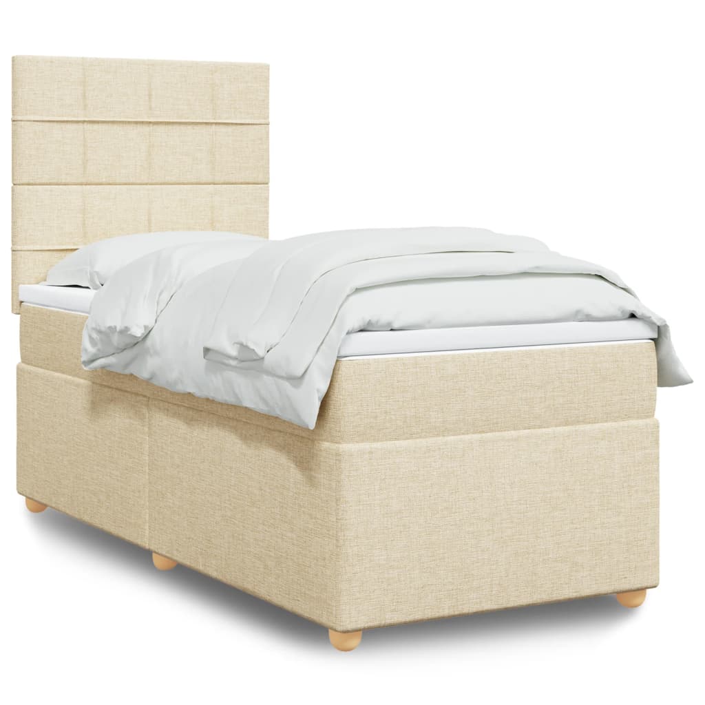 vidaXL Κρεβάτι Boxspring με Στρώμα Κρεμ 80 x 200 εκ. Υφασμάτινο