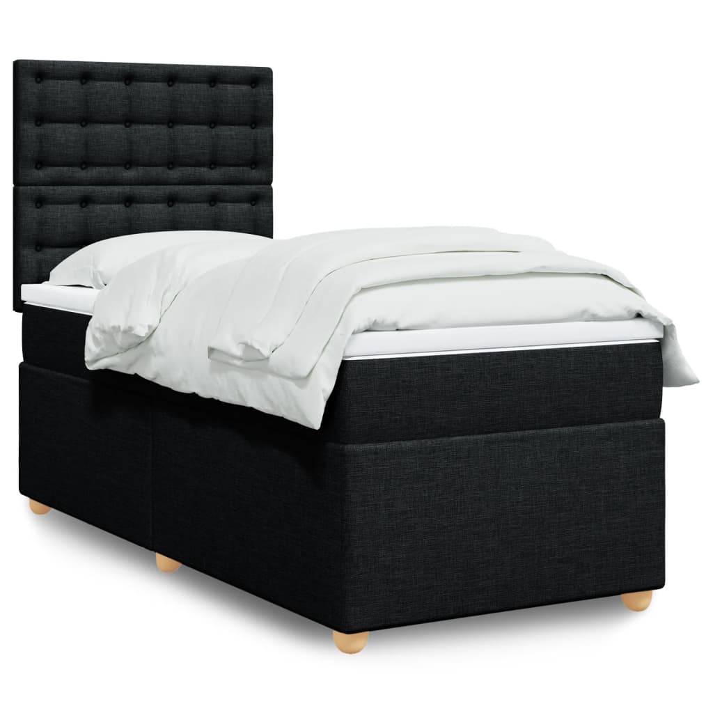 vidaXL Κρεβάτι Boxspring με Στρώμα Μαύρο 80 x 200 εκ. Υφασμάτινο