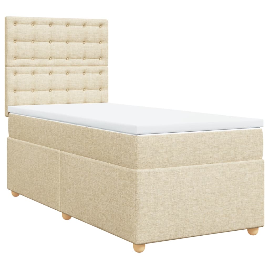 vidaXL Κρεβάτι Boxspring με Στρώμα Κρεμ 80 x 200 εκ. Υφασμάτινο