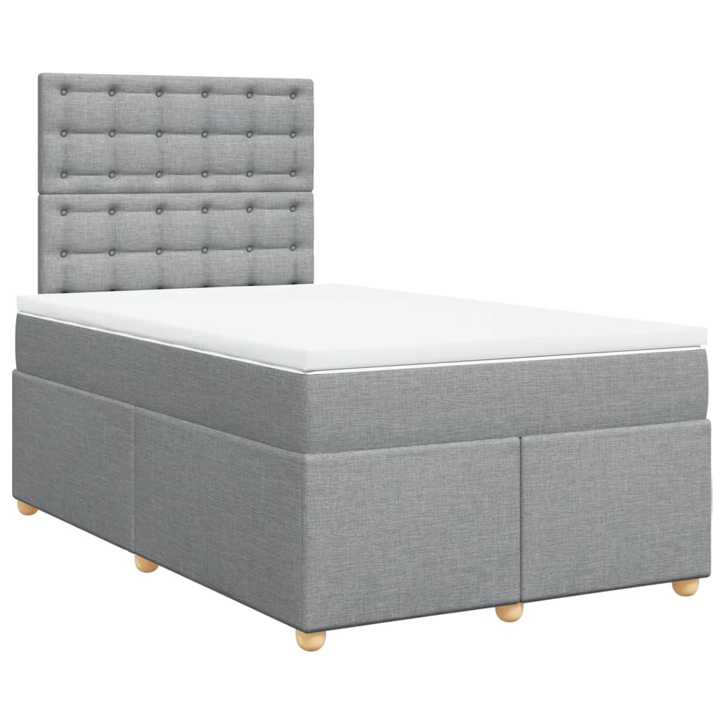 vidaXL Κρεβάτι Boxspring με Στρώμα Ανοιχτό Γκρι 120x190 εκ. Υφασμάτινο