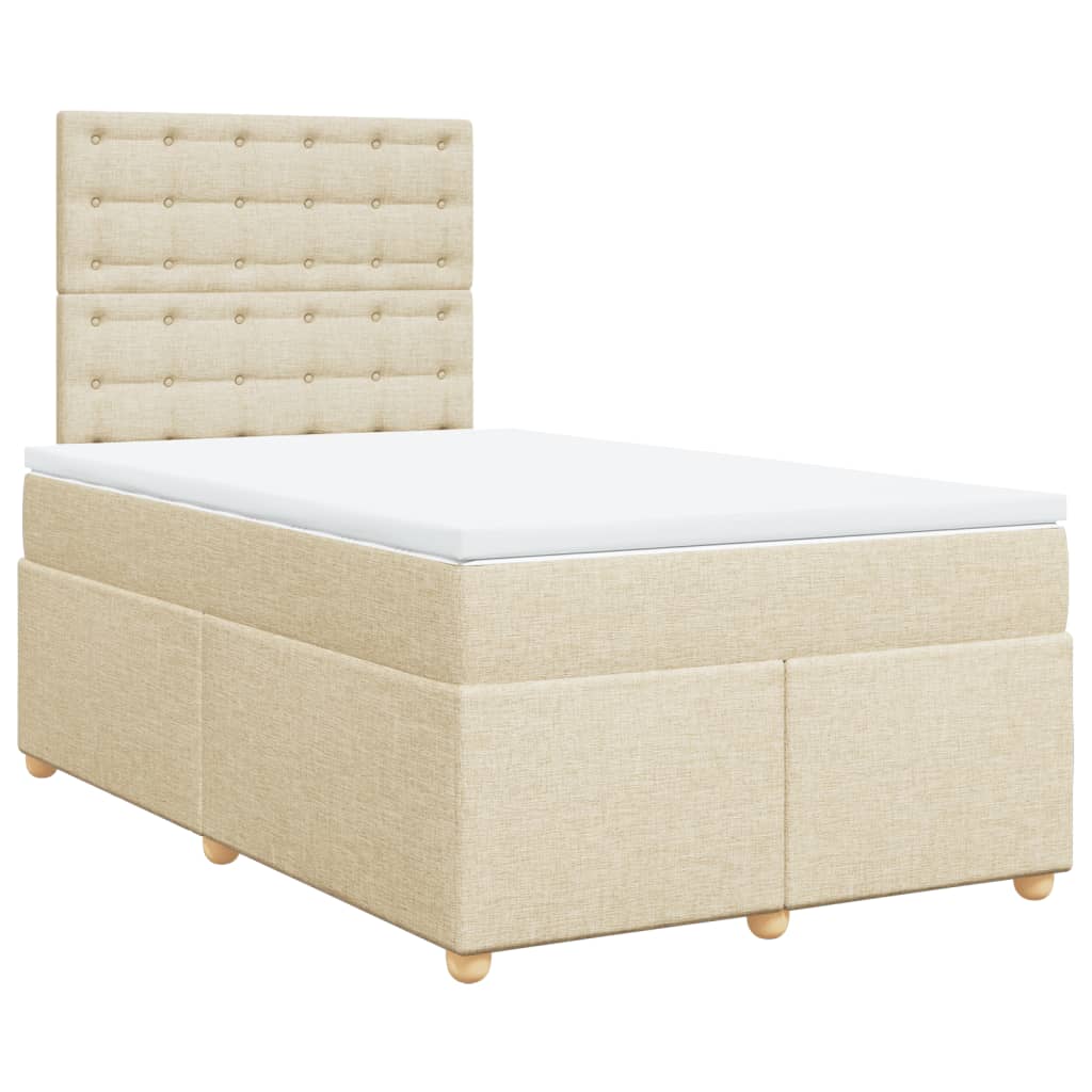 vidaXL Κρεβάτι Boxspring με Στρώμα Κρεμ 120x190 εκ. Υφασμάτινο