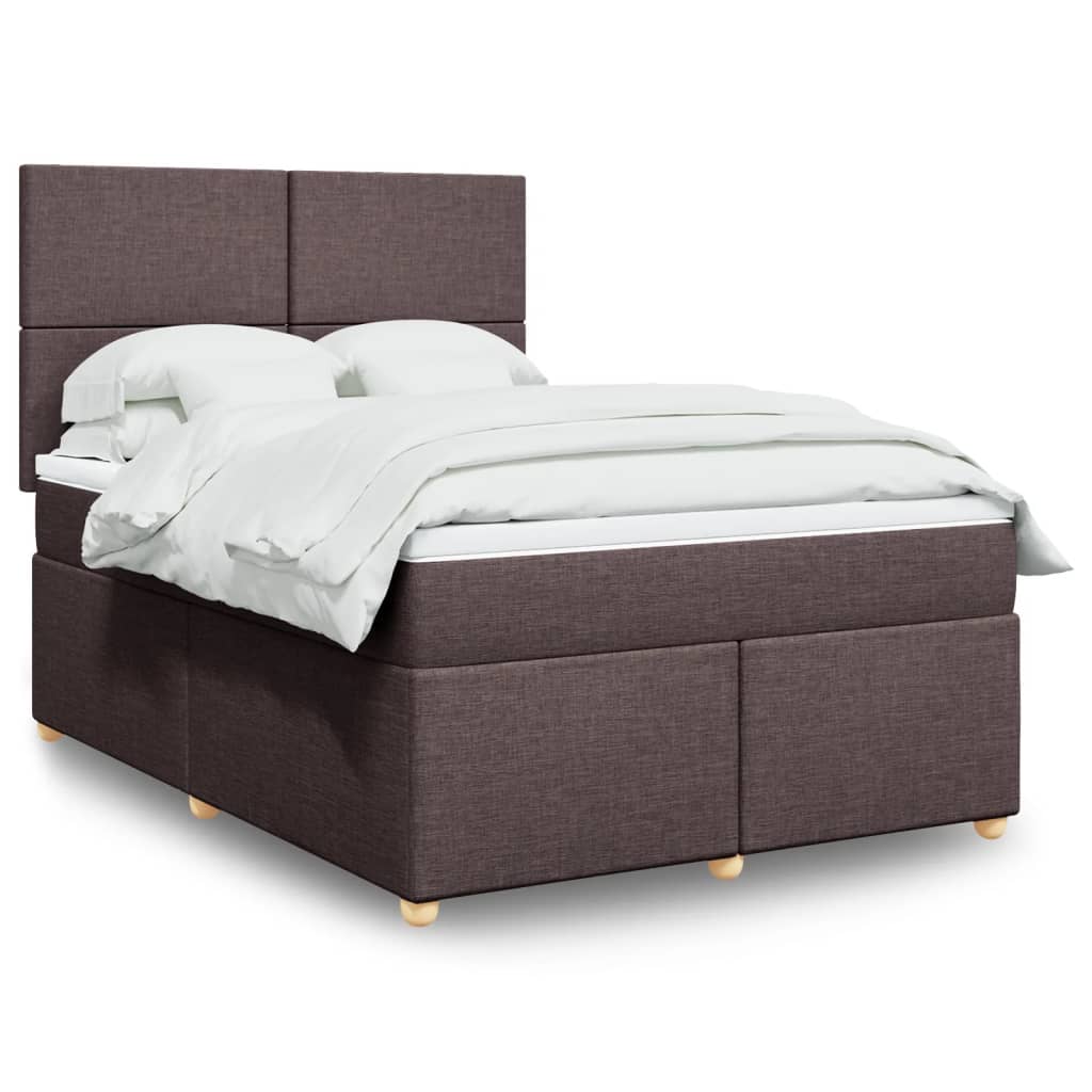 vidaXL Κρεβάτι Boxspring με Στρώμα Σκούρο Καφέ 140x190 εκ. Υφασμάτινο