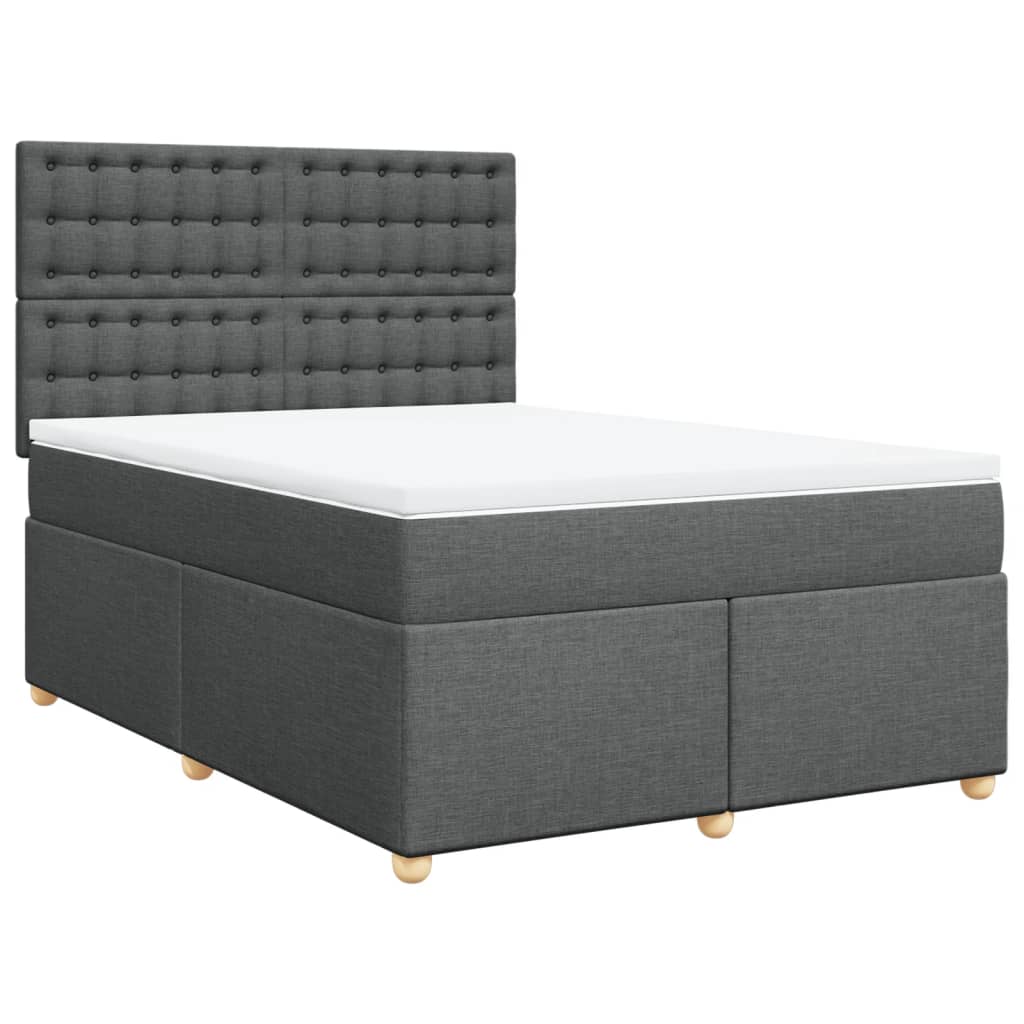 vidaXL Κρεβάτι Boxspring με Στρώμα Σκούρο Γκρι 140x190 εκ. Υφασμάτινο