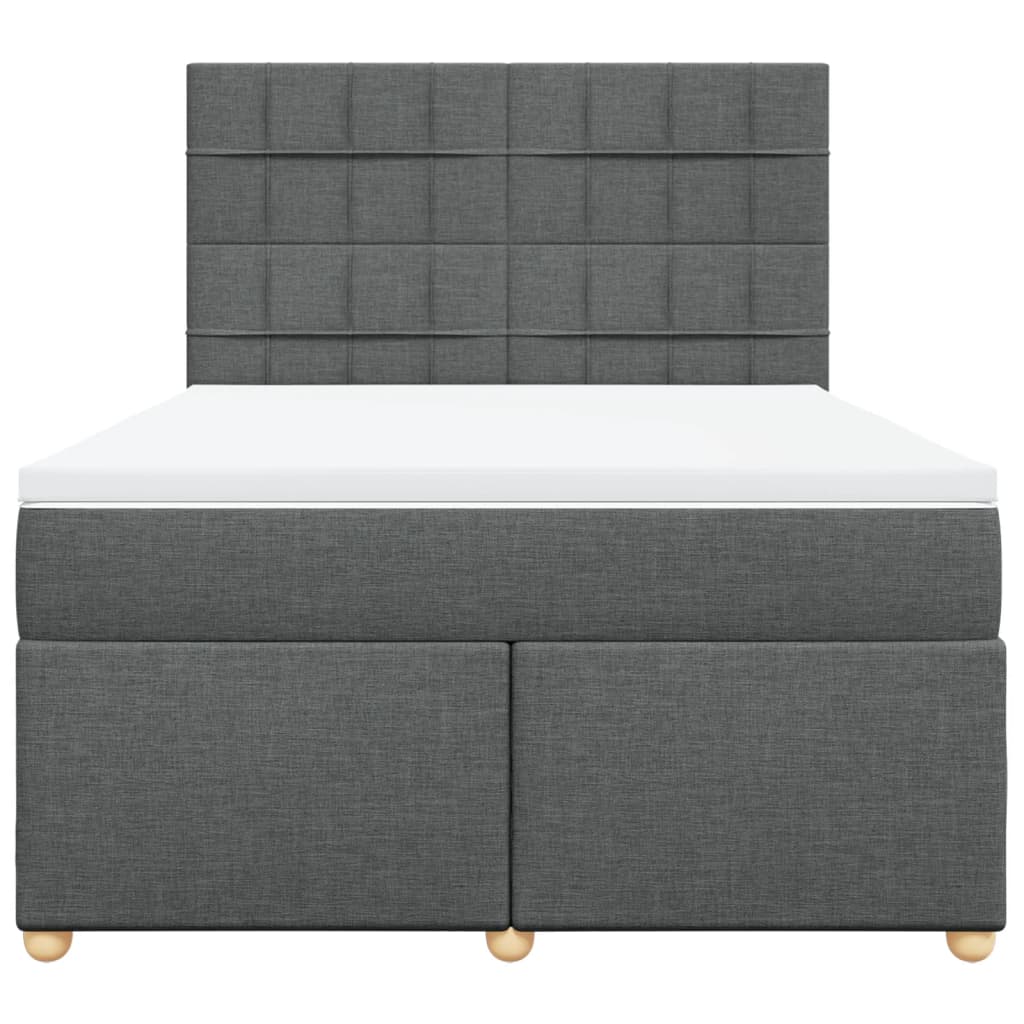 vidaXL Κρεβάτι Boxspring με Στρώμα Σκούρο Γκρι 140x200 εκ Υφασμάτινο