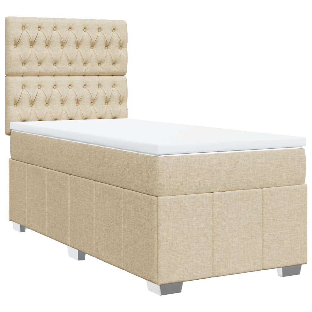 vidaXL Κρεβάτι Boxspring με Στρώμα Κρεμ 80 x 200 εκ. Υφασμάτινο