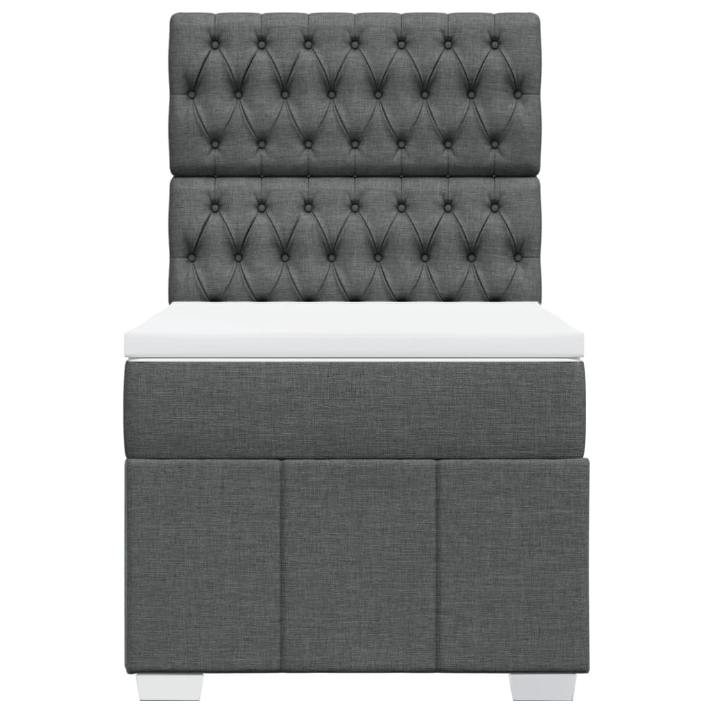 vidaXL Κρεβάτι Boxspring με Στρώμα Σκούρο Γκρι 90x200 εκ. Υφασμάτινο