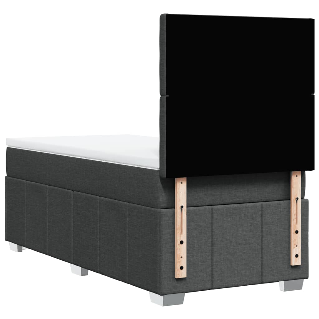 vidaXL Κρεβάτι Boxspring με Στρώμα Σκούρο Γκρι 90x200 εκ. Υφασμάτινο