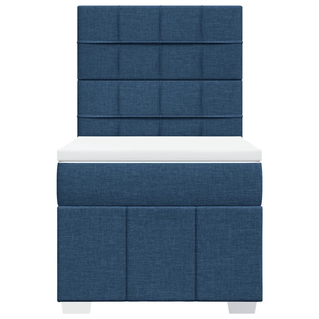 vidaXL Κρεβάτι Boxspring με Στρώμα Μπλε 100 x 200 εκ. Υφασμάτινο