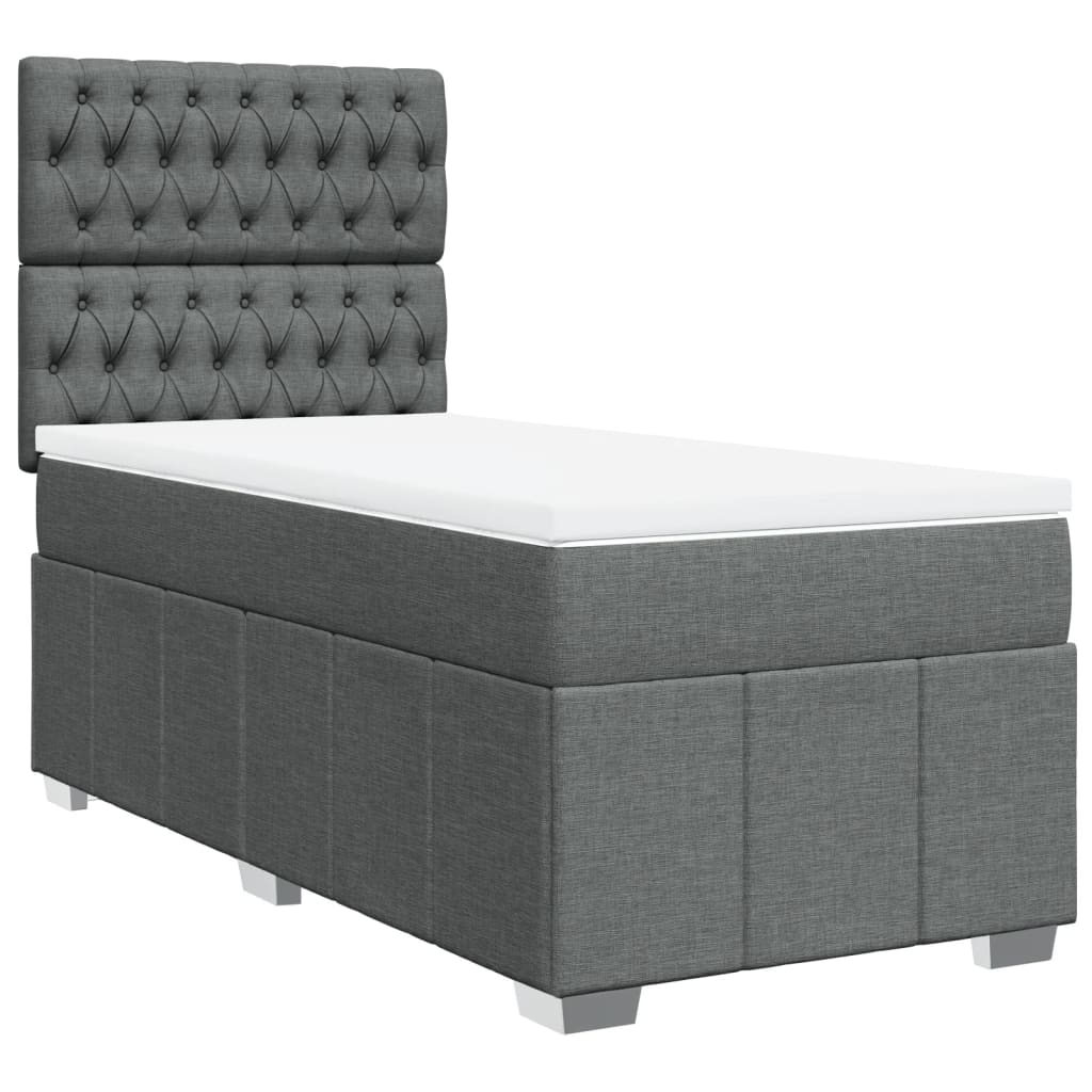 vidaXL Κρεβάτι Boxspring με Στρώμα Σκούρο Γκρι 100x200 εκ. Υφασμάτινο