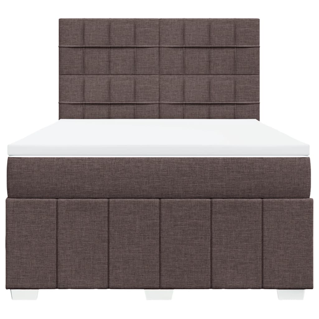 vidaXL Κρεβάτι Boxspring με Στρώμα Σκούρο Καφέ 160x200 εκ Υφασμάτινο