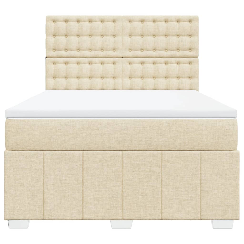 vidaXL Κρεβάτι Boxspring με Στρώμα Κρεμ 160x200 εκ. Υφασμάτινο