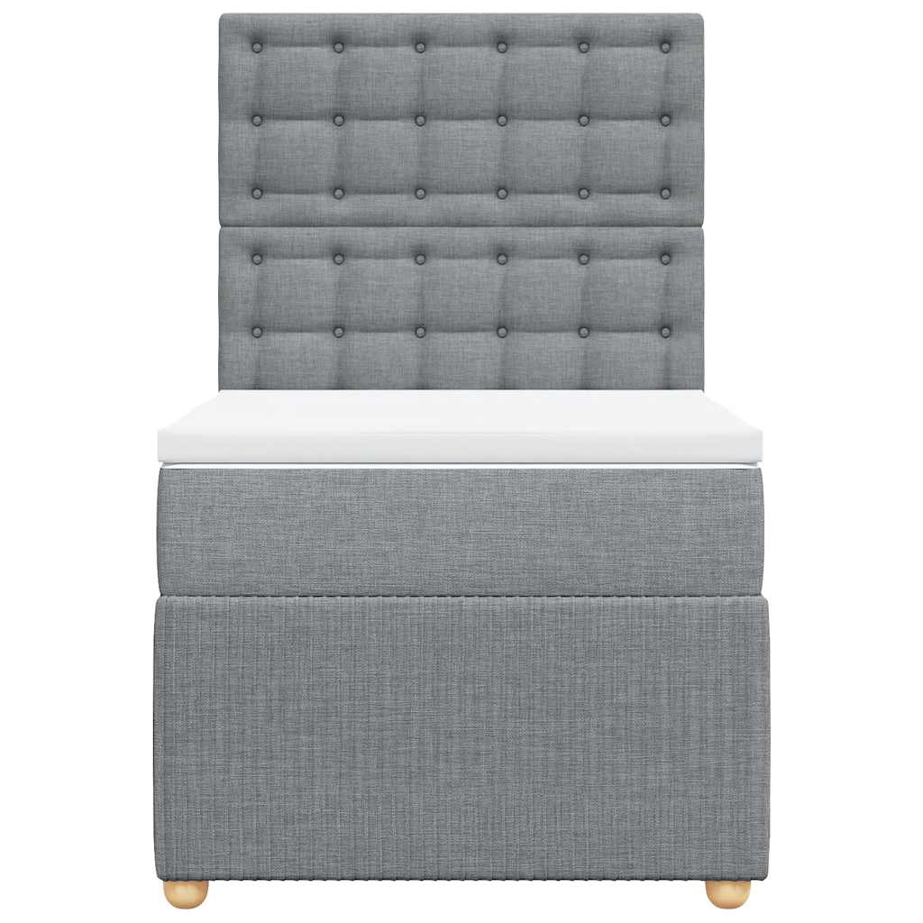 vidaXL Κρεβάτι Boxspring με Στρώμα Ανοιχτό Γκρι 100x200 εκ. Υφασμάτινο