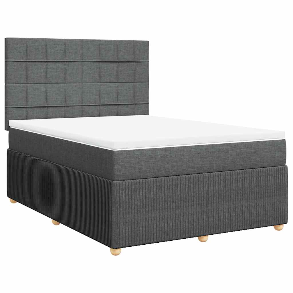 vidaXL Κρεβάτι Boxspring με Στρώμα Σκούρο Γκρι 140x200 εκ Υφασμάτινο