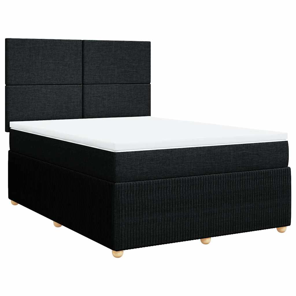 vidaXL Κρεβάτι Boxspring με Στρώμα Μαύρο 160x200 εκ. Υφασμάτινο