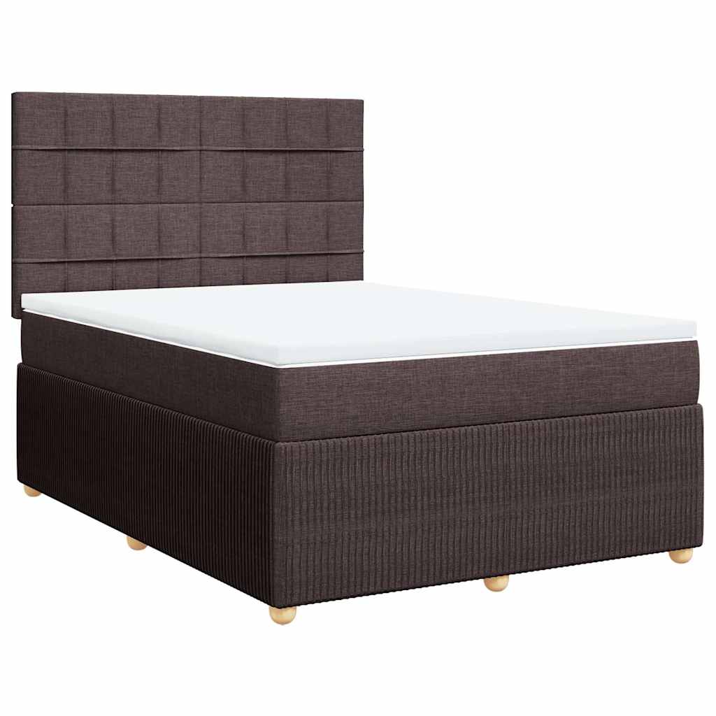 vidaXL Κρεβάτι Boxspring με Στρώμα Σκούρο Καφέ 160x200 εκ Υφασμάτινο