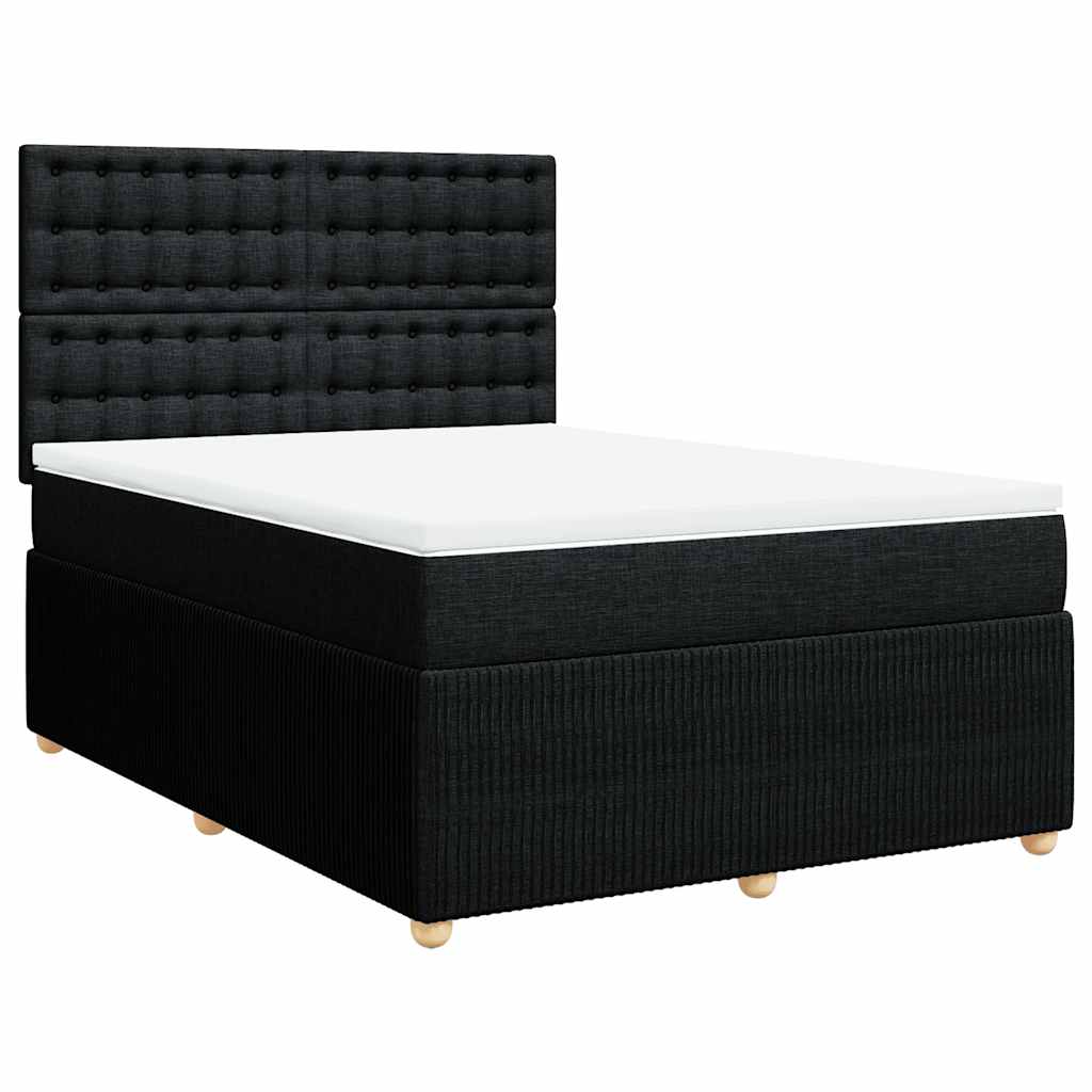 vidaXL Κρεβάτι Boxspring με Στρώμα Μαύρο 160x200 εκ. Υφασμάτινο