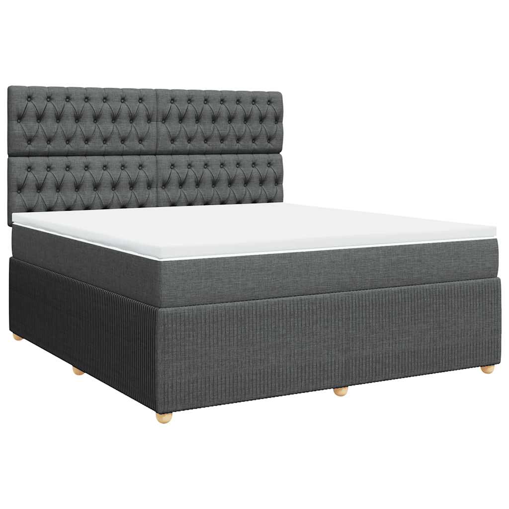 vidaXL Κρεβάτι Boxspring με Στρώμα Σκούρο Γκρι 180x200 εκ Υφασμάτιν