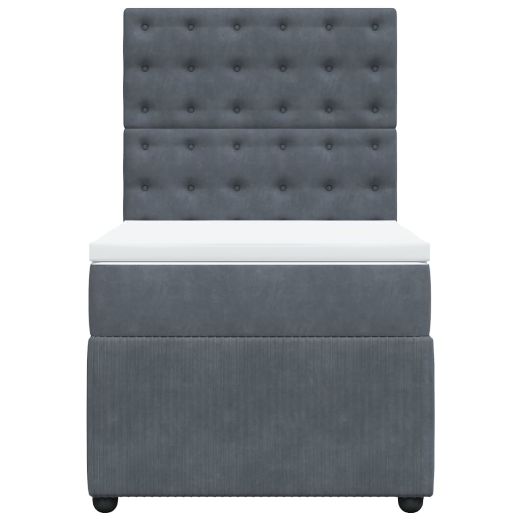 vidaXL Κρεβάτι Boxspring με Στρώμα Σκούρο Γκρι 90x200 εκ. Βελούδινο