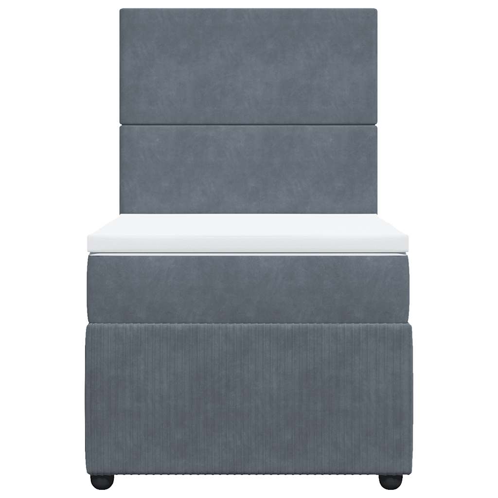 vidaXL Κρεβάτι Boxspring με Στρώμα Σκούρο Γκρι 100x200 εκ. Βελούδινο
