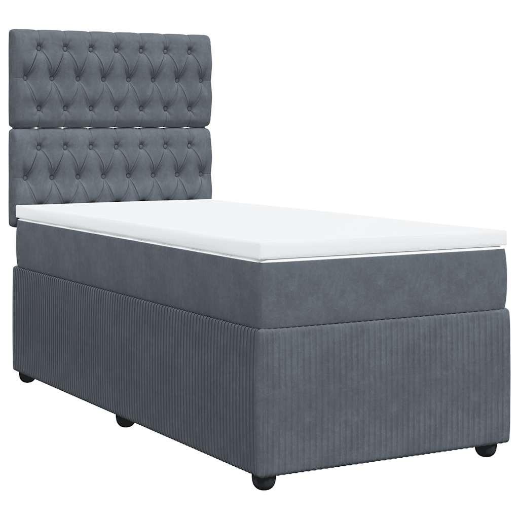 vidaXL Κρεβάτι Boxspring με Στρώμα Σκούρο Γκρι 100x200 εκ. Βελούδινο