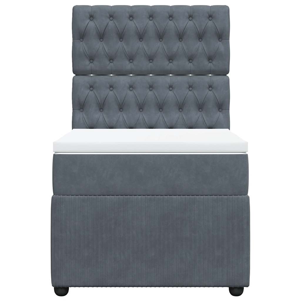 vidaXL Κρεβάτι Boxspring με Στρώμα Σκούρο Γκρι 100x200 εκ. Βελούδινο