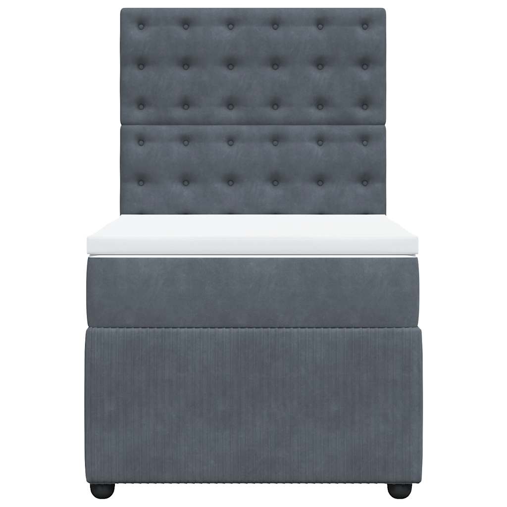 vidaXL Κρεβάτι Boxspring με Στρώμα Σκούρο Γκρι 100x200 εκ. Βελούδινο