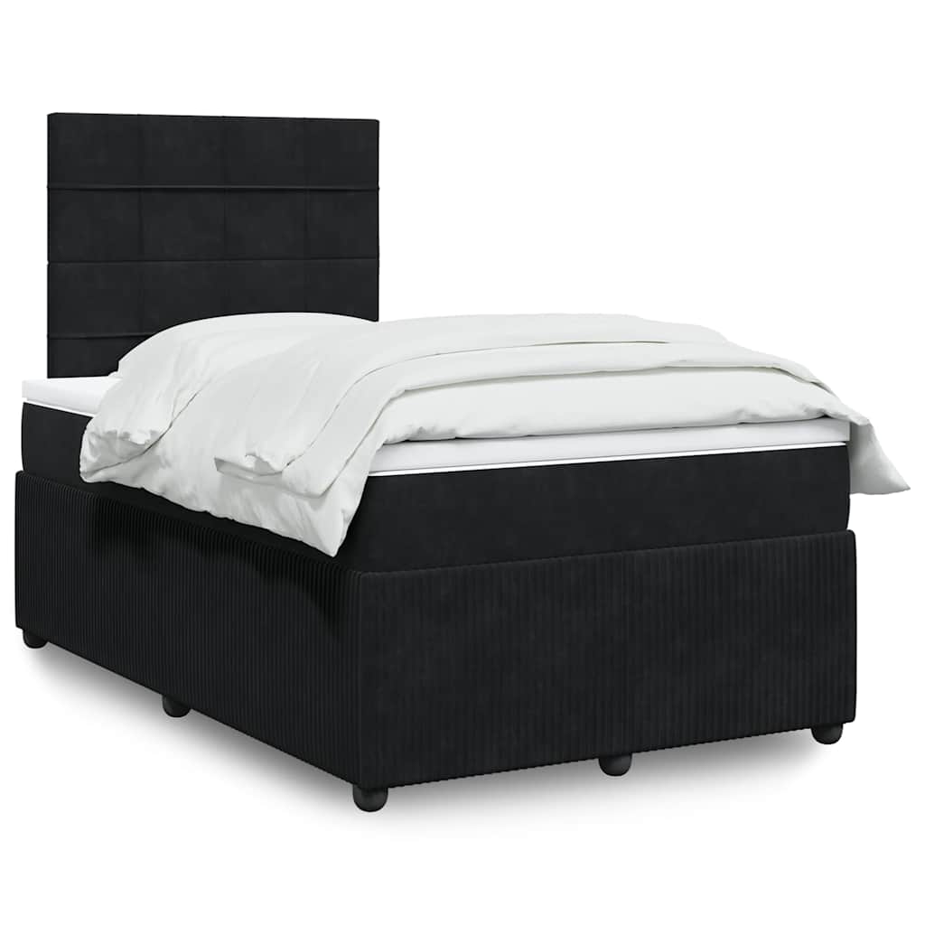 vidaXL Κρεβάτι Boxspring με Στρώμα Μαύρο 120x190 εκ. Βελούδινο