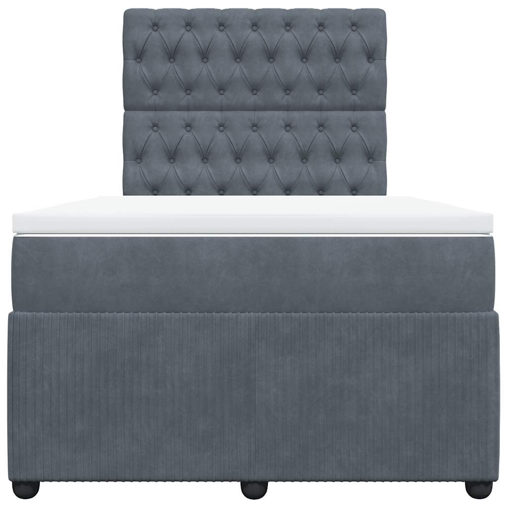 vidaXL Κρεβάτι Boxspring με Στρώμα Σκούρο Γκρι 120x190 εκ. Βελούδινο