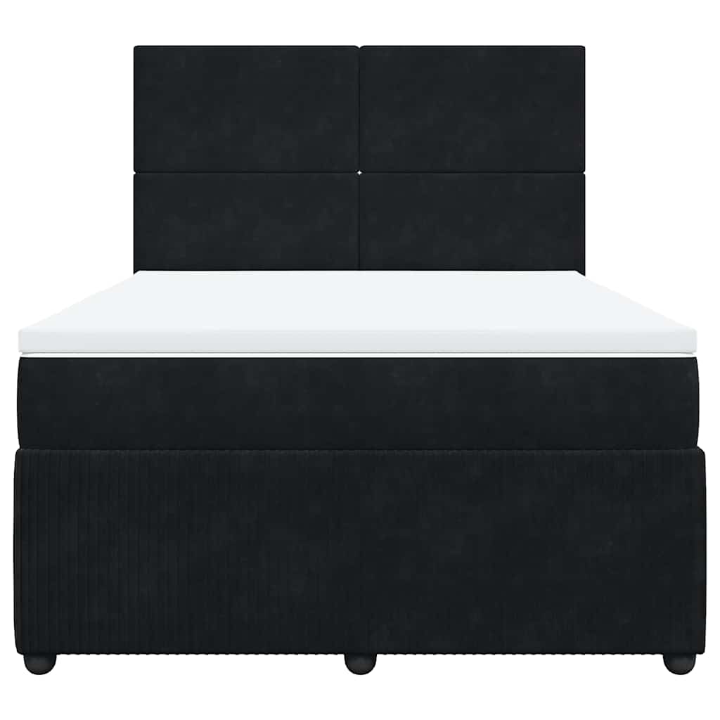 vidaXL Κρεβάτι Boxspring με Στρώμα Μαύρο 140x200 εκ. Βελούδινο