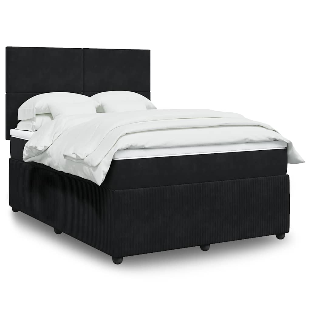 vidaXL Κρεβάτι Boxspring με Στρώμα Μαύρο 140x200 εκ. Βελούδινο