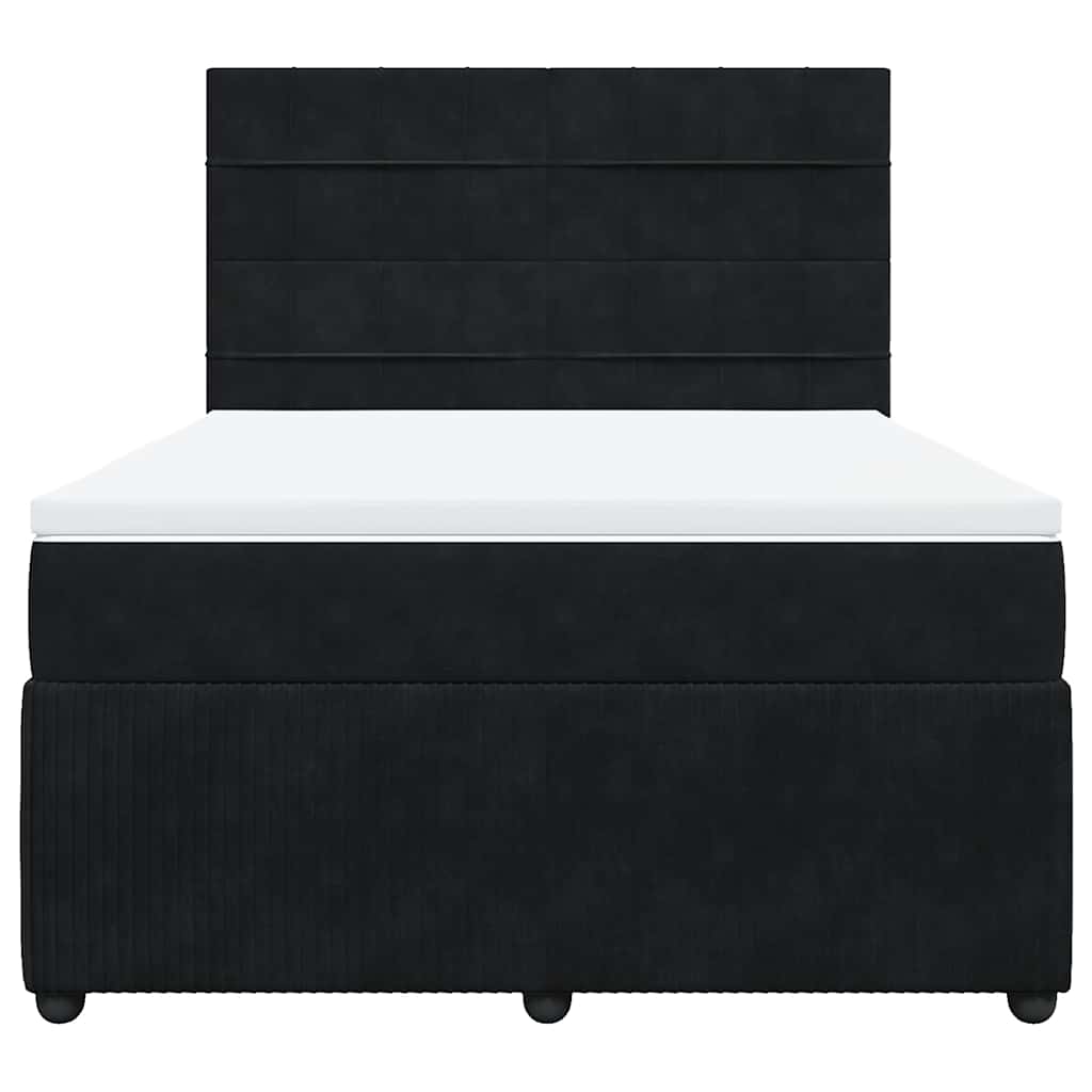 vidaXL Κρεβάτι Boxspring με Στρώμα Μαύρο 140x200 εκ. Βελούδινο
