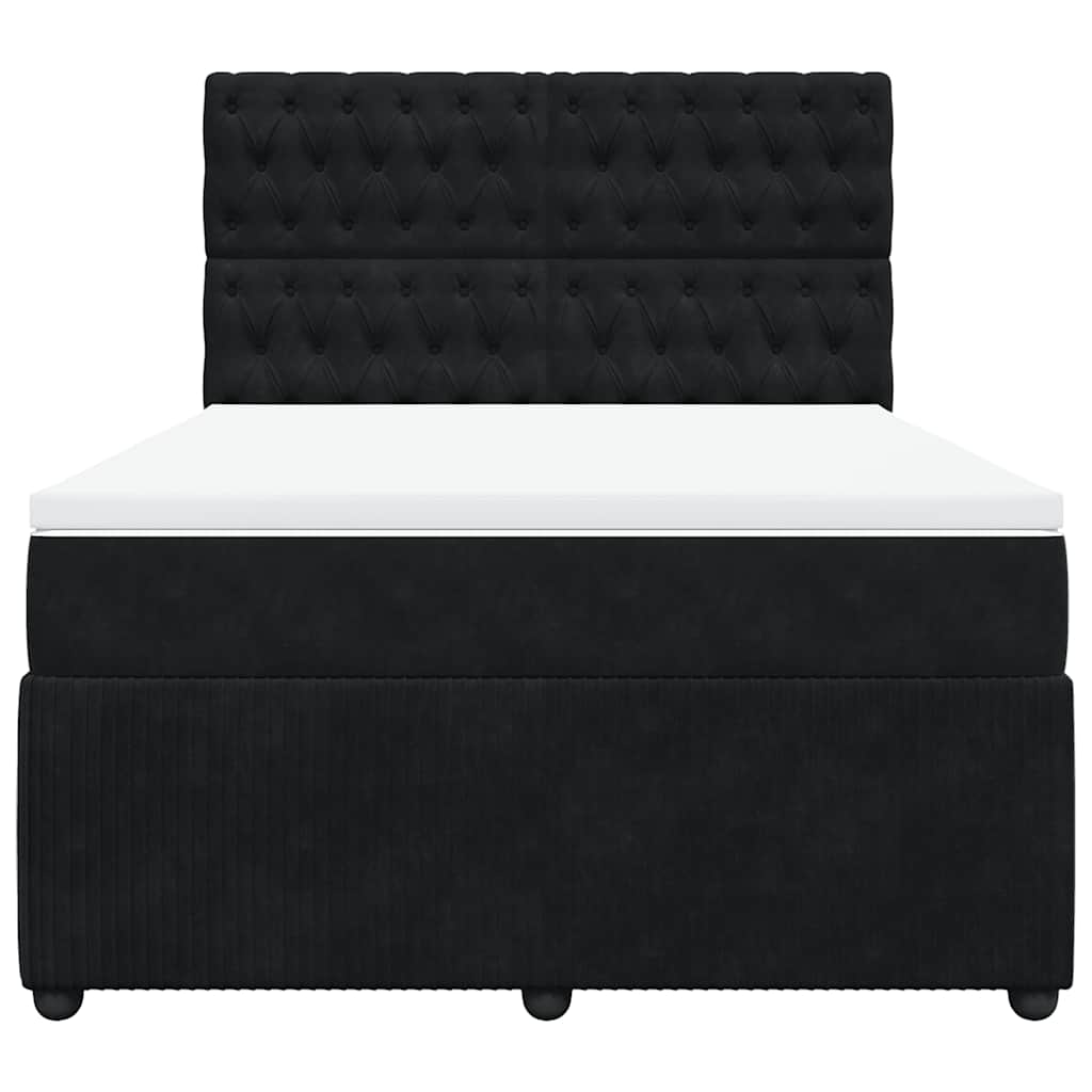 vidaXL Κρεβάτι Boxspring με Στρώμα Μαύρο 140x200 εκ. Βελούδινο