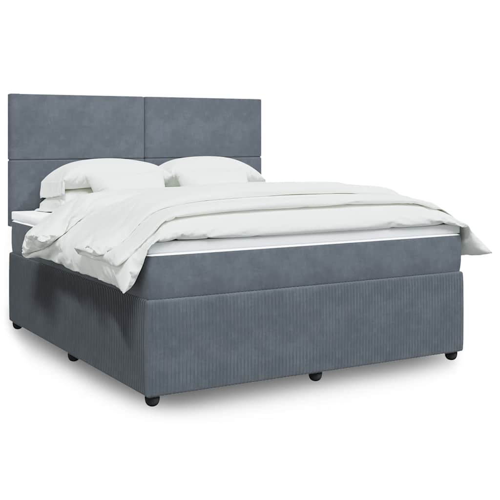 vidaXL Κρεβάτι Boxspring με Στρώμα Σκούρο Γκρι 180x200 εκ. Βελούδινο
