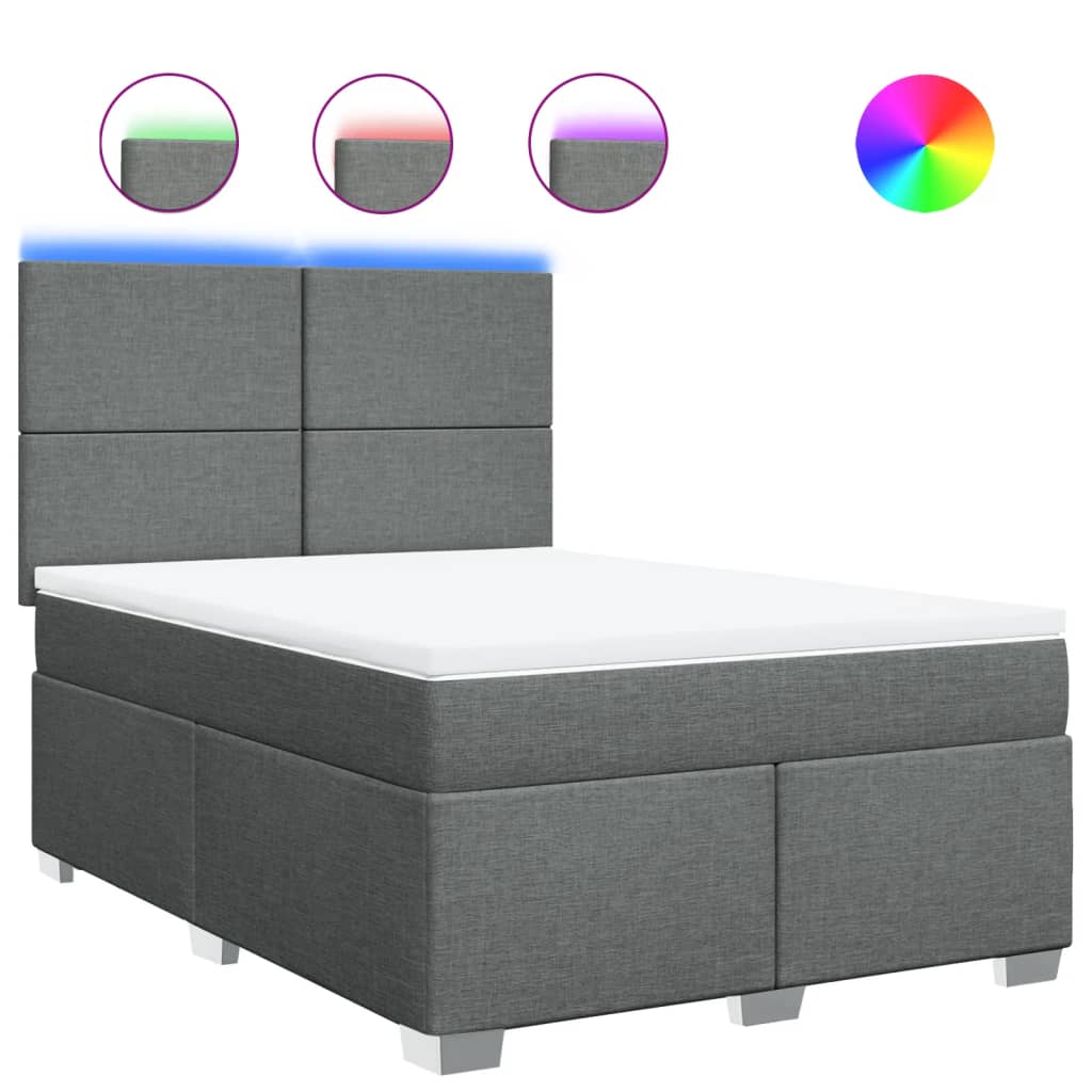vidaXL Κρεβάτι Boxspring με Στρώμα Σκούρο Γκρι 140x200 εκ Υφασμάτινο