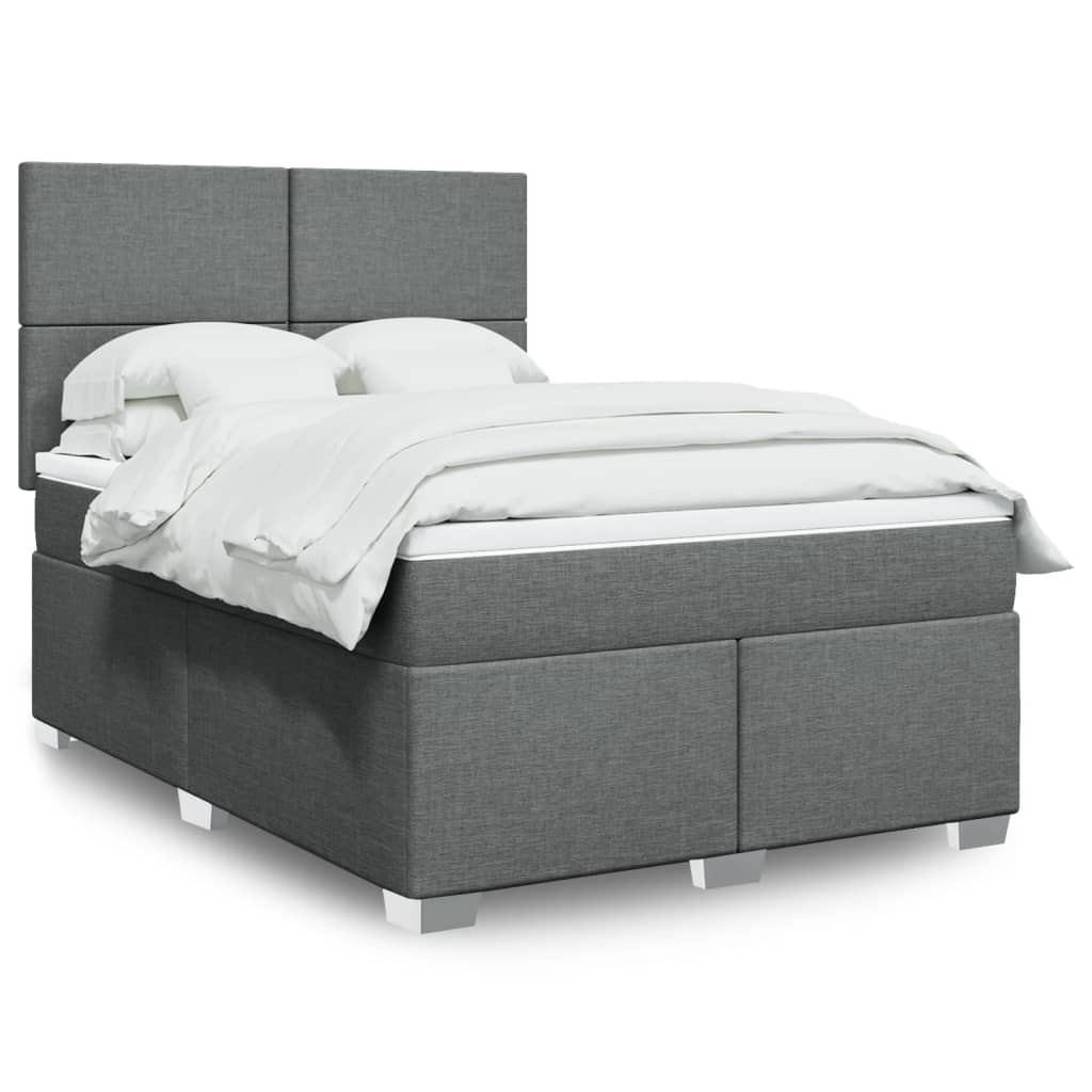 vidaXL Κρεβάτι Boxspring με Στρώμα Σκούρο Γκρι 140x200 εκ Υφασμάτινο