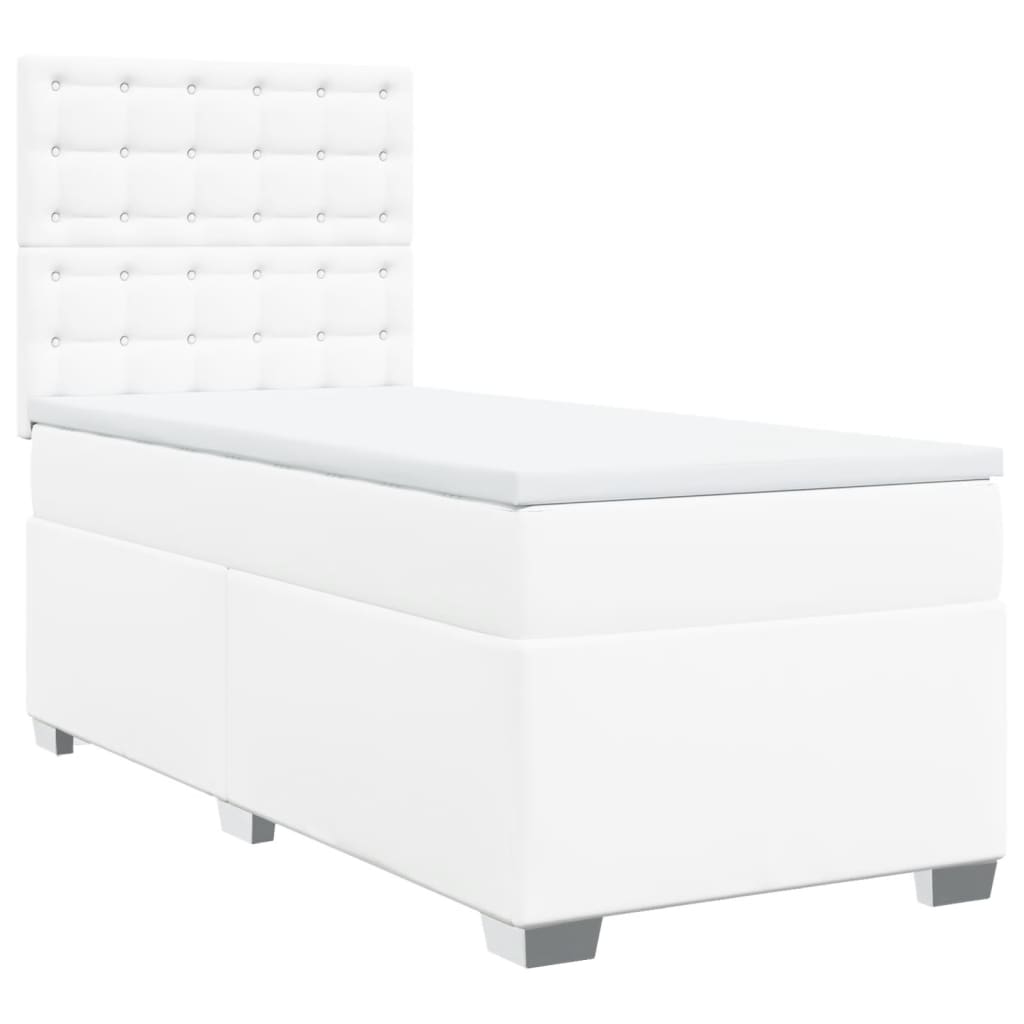 vidaXL Κρεβάτι Boxspring με Στρώμα Λευκό 80 x 200 εκ. Συνθετικό Δέρμα
