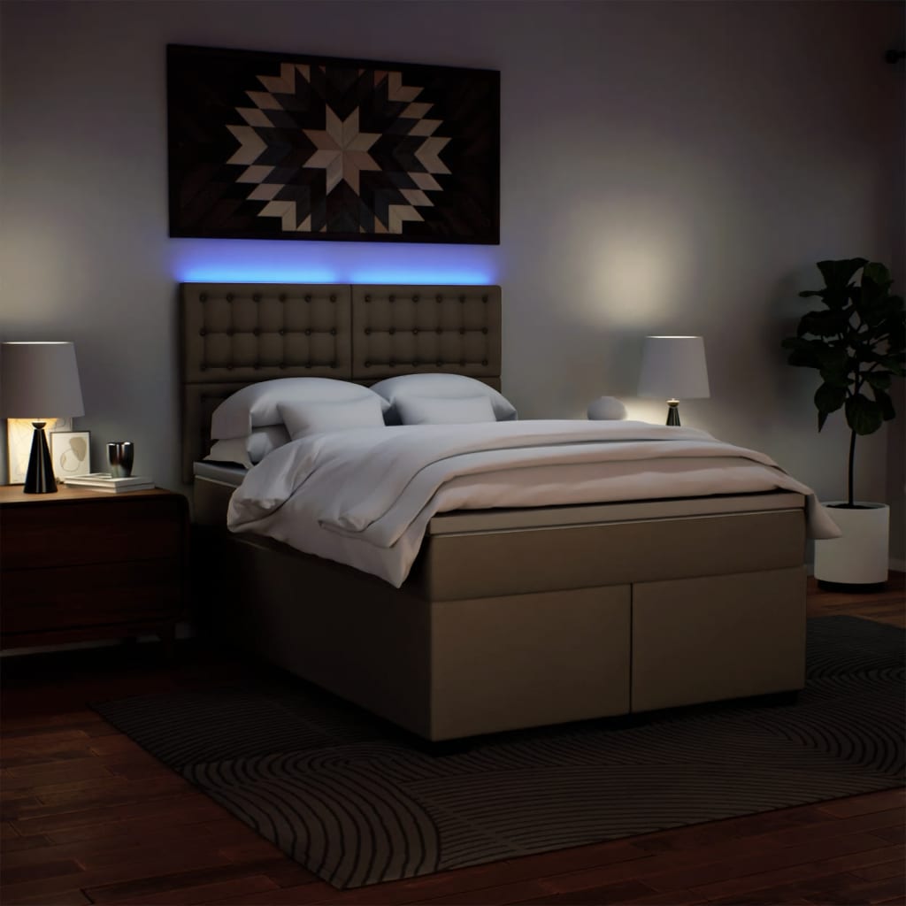 vidaXL Κρεβάτι Boxspring με Στρώμα Καπουτσίνο 140x200εκ.από Συνθ.Δέρμα