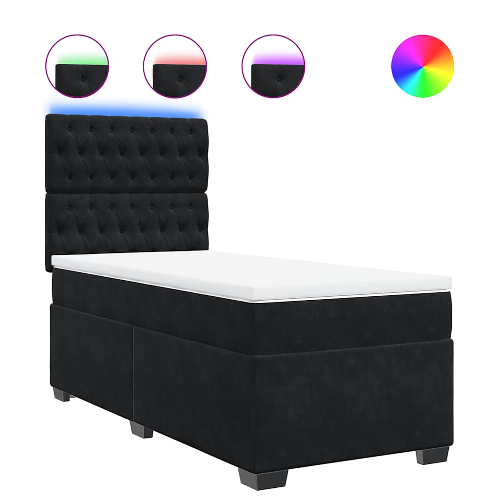 vidaXL Κρεβάτι Boxspring με Στρώμα Μαύρο 100x200 εκ. Βελούδινο