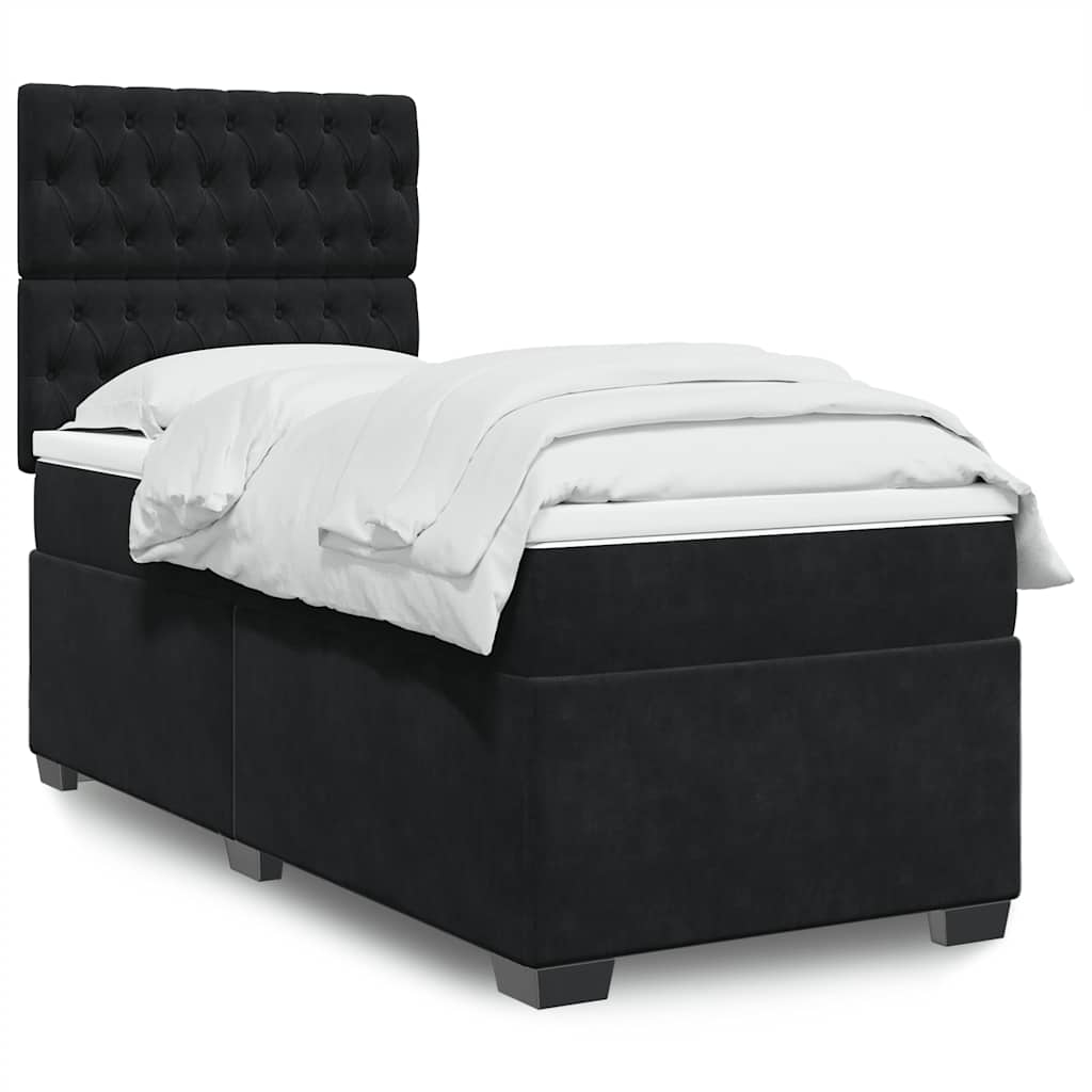 vidaXL Κρεβάτι Boxspring με Στρώμα Μαύρο 100x200 εκ. Βελούδινο