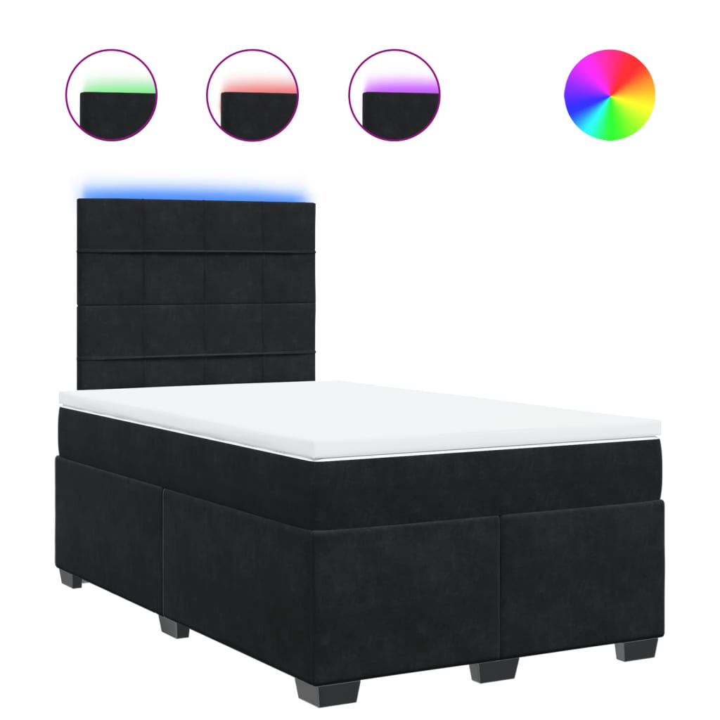 vidaXL Κρεβάτι Boxspring με Στρώμα Μαύρο 120x190 εκ. Βελούδινο